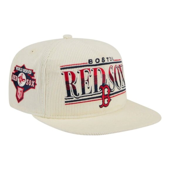 New Era Boston Red Sox Corduroy Golfer Snapback Hat 1967 World Series Side Patch - Picture 1 of 7